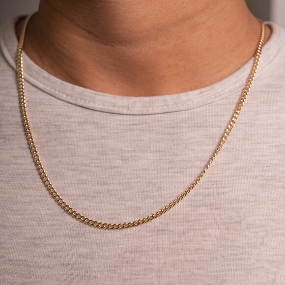 NWT Adelaide Curb Chain (2.8mm) // 14kt Italian Gold Vermeil (18" Length) - Picture 3 of 3